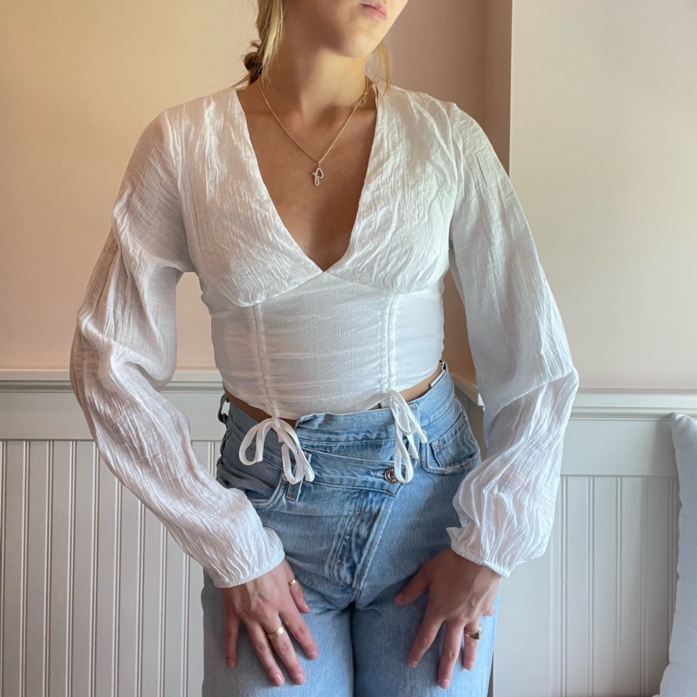 Women’s White Boho Blouse Size Small
